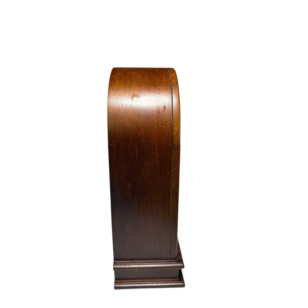Bulova B7467 Wood Arched Mantel Clock with Pendulum Brown Traditional Desk Clock